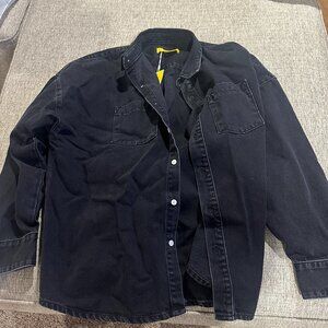YELLOW LABEL CO DENIM OVERSHIRT VINTAGE BLACK LARGE
